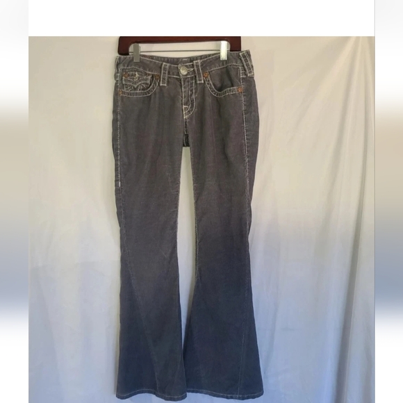 True Religion Denim - Y2K True Religion Joey Big T Gray Corduroy Flared Low Rise 28 X 30 Jeans